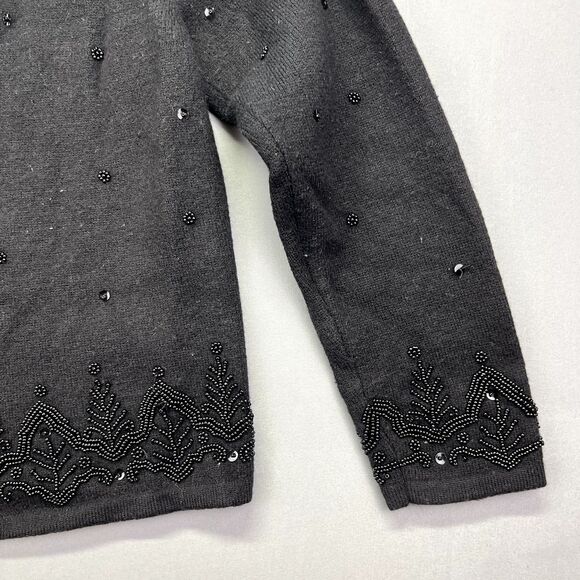 Talbots 100% Merino Wool Beaded Cardigan Sweater Women's‎ Sz M Button Vintage - Picture 3 of 16